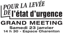 23 janvier : Grand Meeting pour la levée de l’état d’urgence